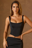 Lace Up Corset Top in Black
