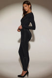 Embellished Jersey High Waisted Leggings in Black