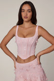 Embellished Lace Up Corset Top in Soft Pink