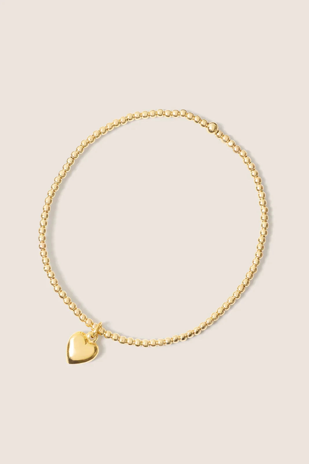 Classic Gold 2mm Bracelet w Heart
