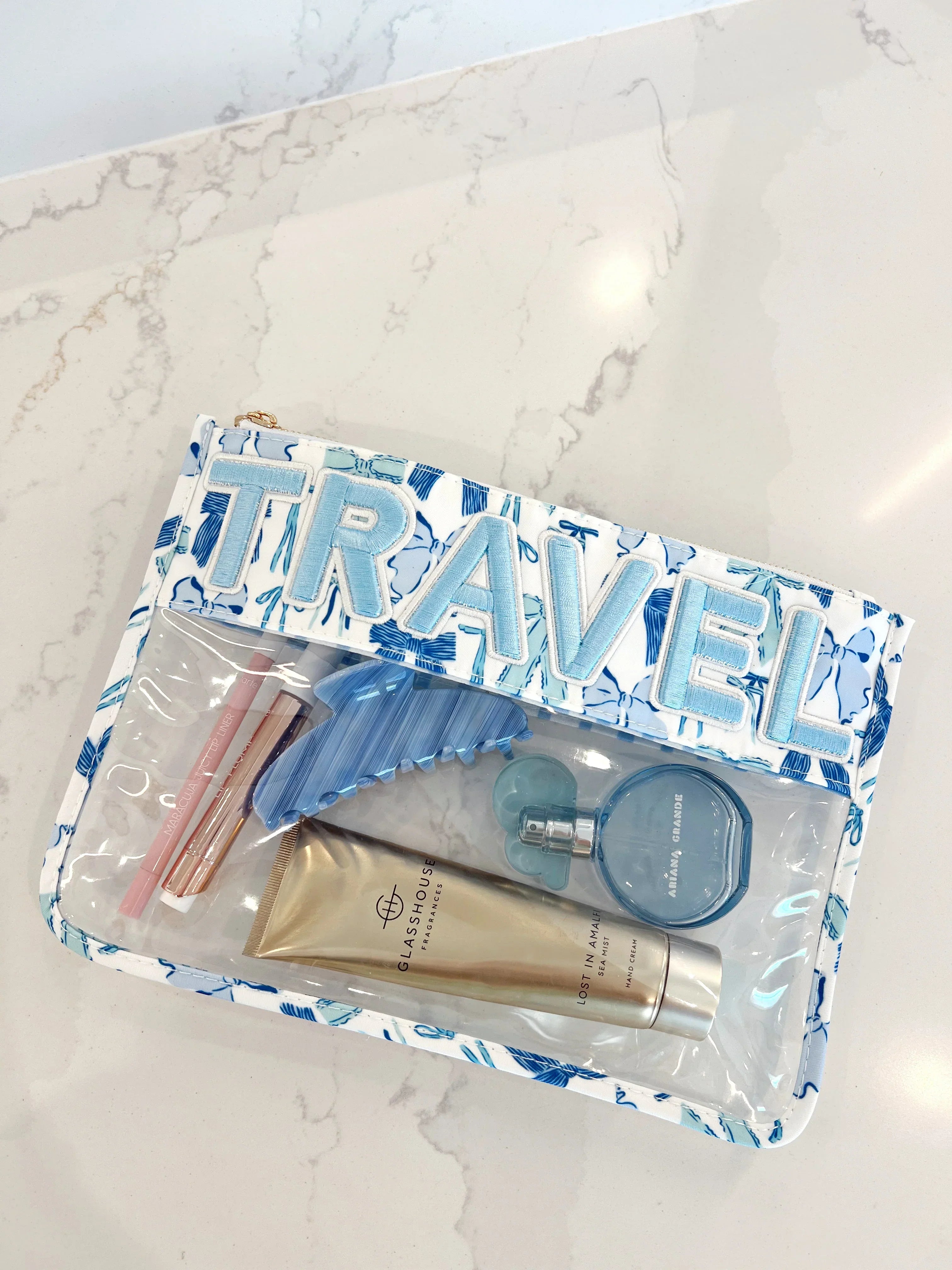 KenzKustomz Blue Bow Clear Pouch Travel