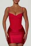 Draped Corset Mini Dress in Red