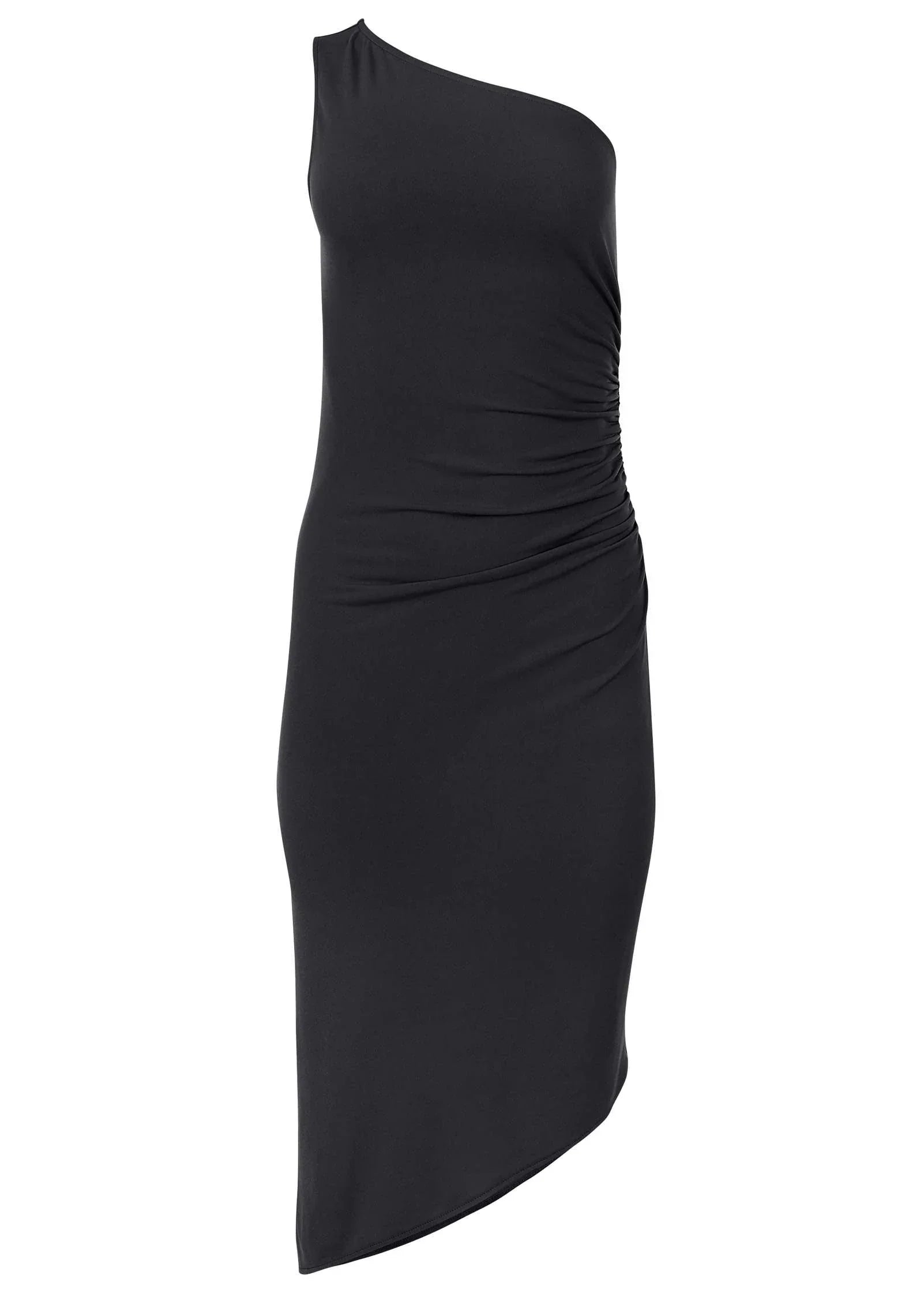 One Shoulder Dress Jet Black