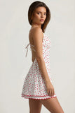 Scalloped Backless A Line Mini Dress in Cherry Print