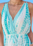 Maxi Cover Up Dress Aqua Tie Dye