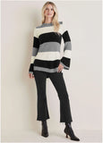 Eyelash Striped Sweater Black White