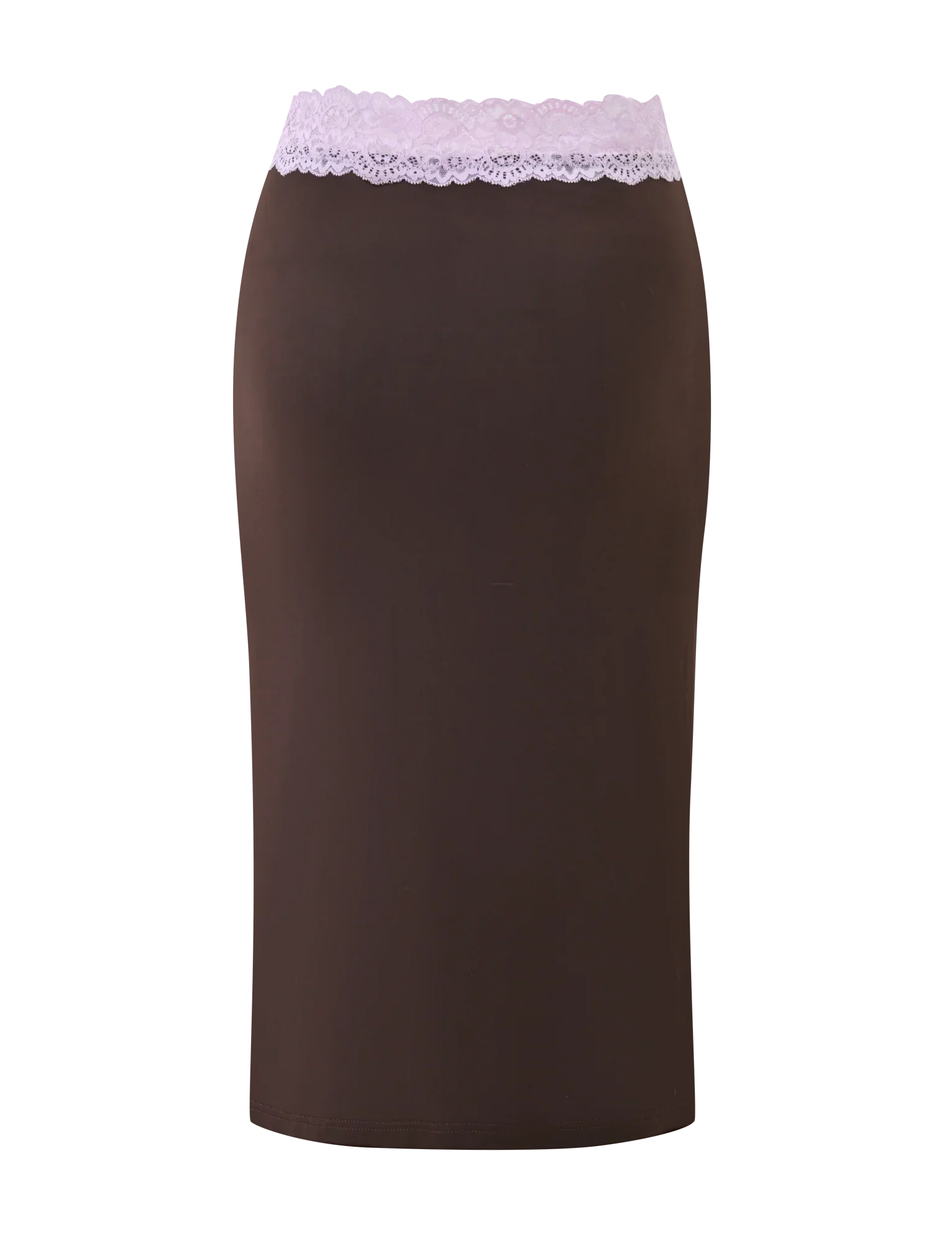 PARISA LACE TRIM MIDI SKIRT BROWN AND LILAC