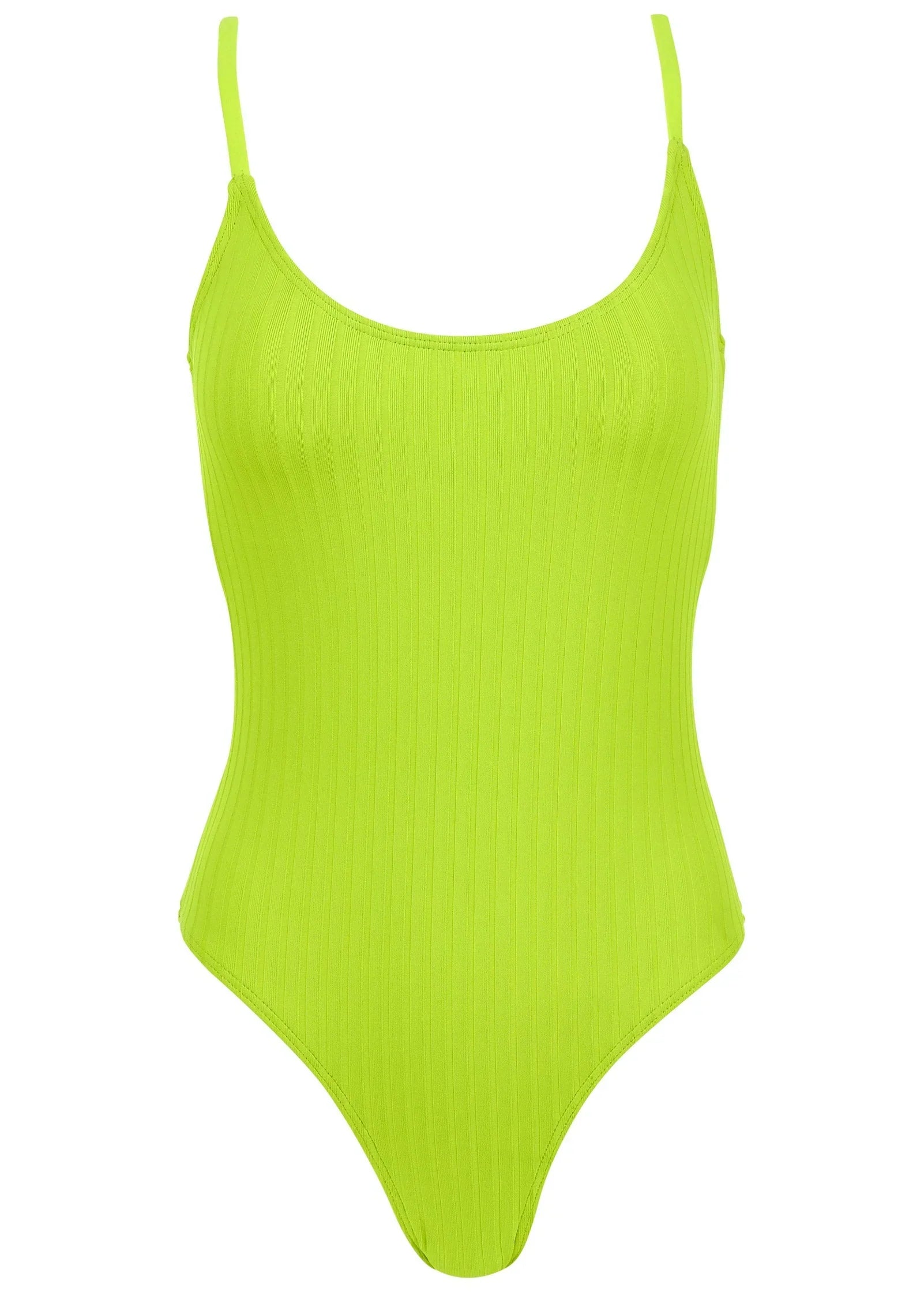 Superrib Tie Back One Piece Lime
