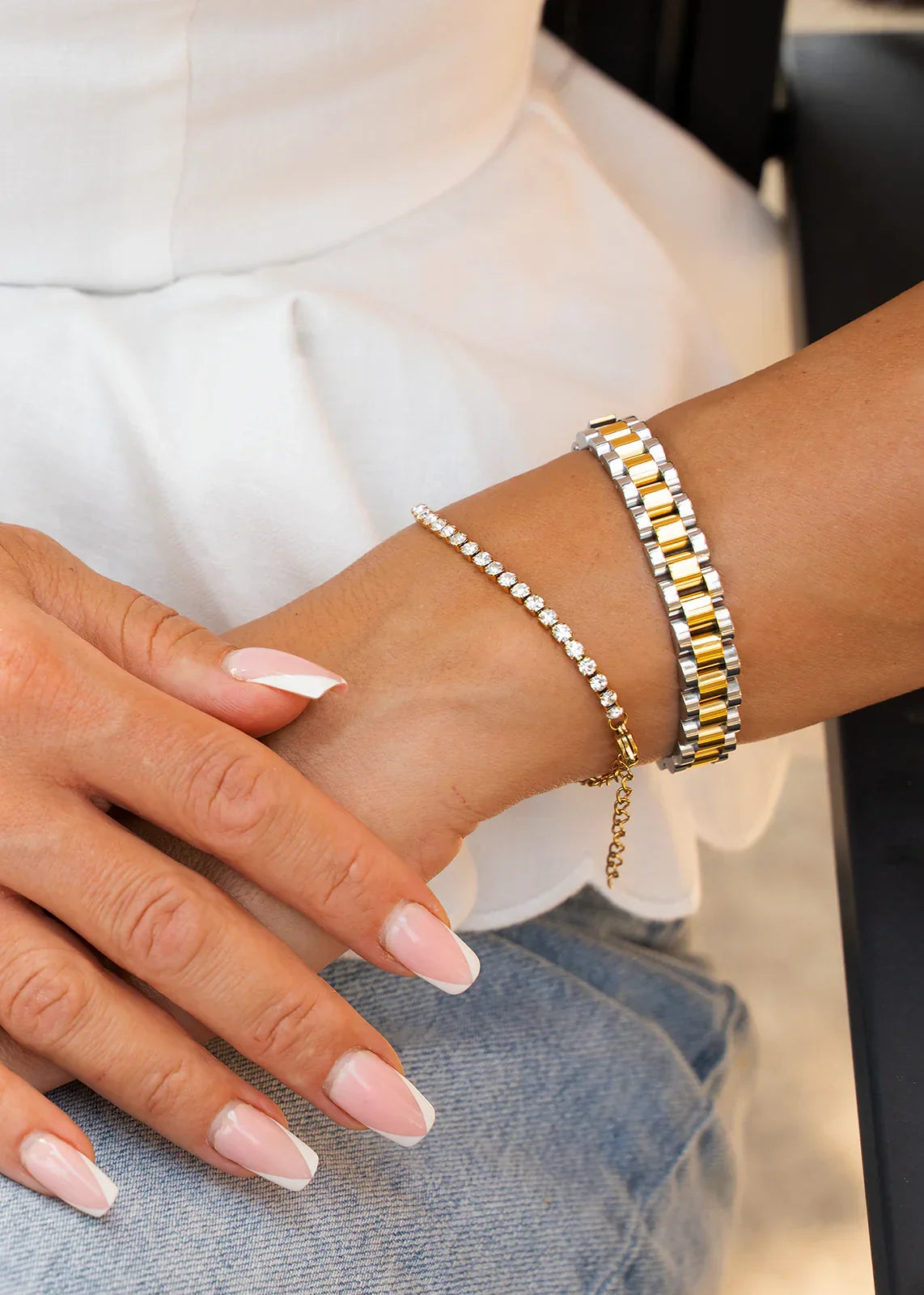 Vega Silver and Gold Band Bracelet