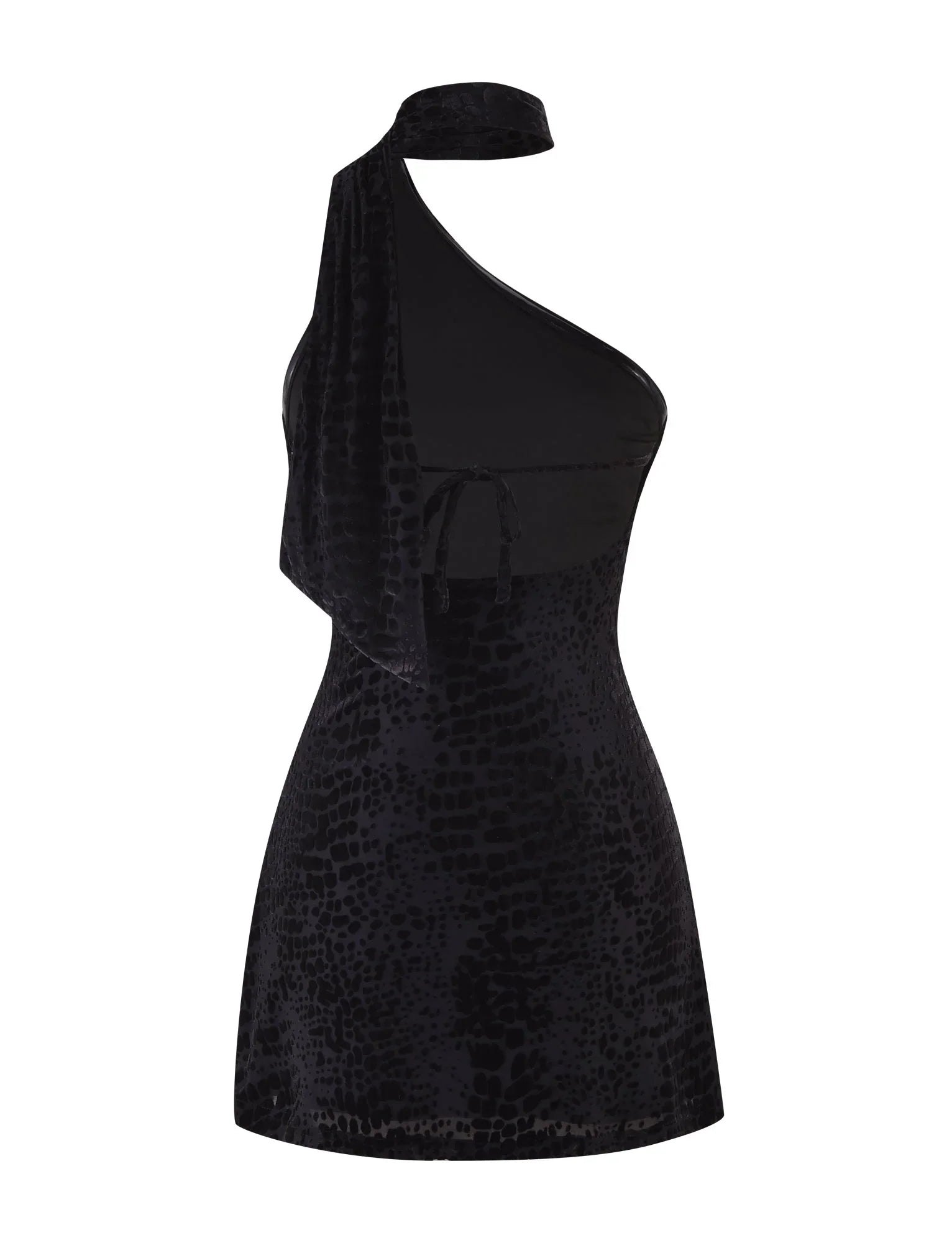 ALLIRA BURNOUT MINI DRESS 20 BLACK SNAKE
