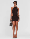 EVANNA MINI DRESS BROWN CHOCOLATE