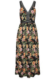 Crochet Printed Maxi Dress Black Multi