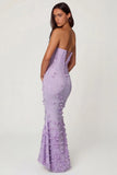 Lace Up Corset Maxi Dress in Lilac