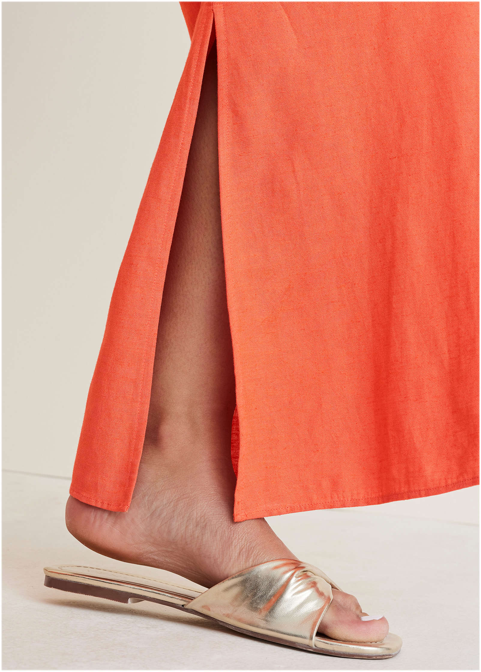 Linen Side Slit Pant Burnt Orange