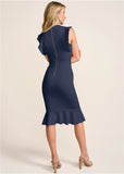 Ruffle Detail Dress Navy