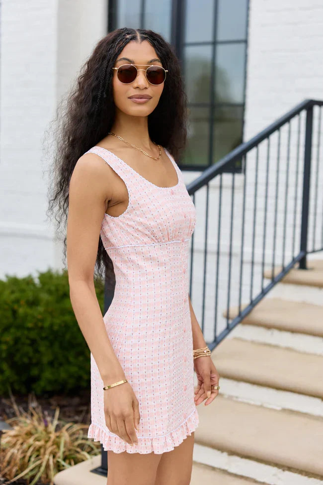Mindy Pink Heart Gingham Dress