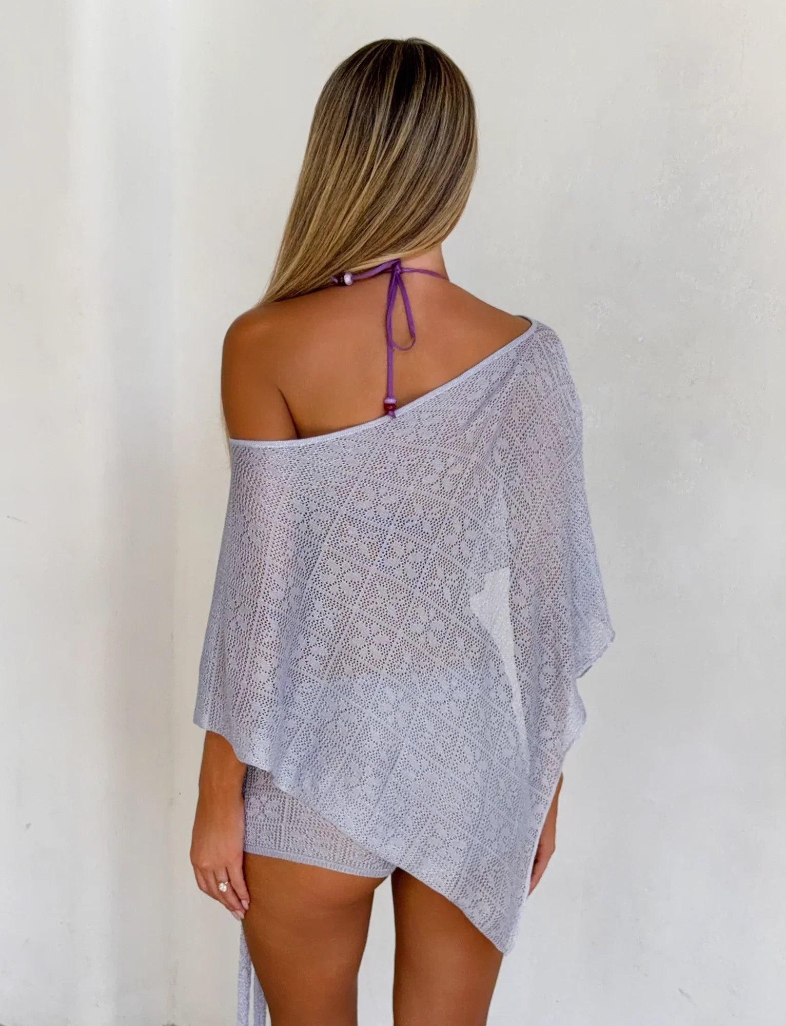 FERN CROCHET PONCHO SILVER