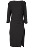 Ponte Ruched Dress Jet Black