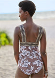 Elastic Tankini Top Tropical Island