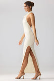 Jersey Cowl Neck Backless Maxi Dress in Ivory