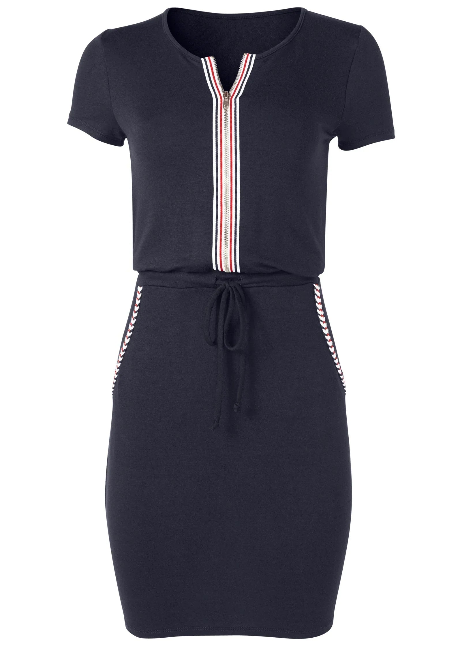 Zip Front Lounge Dress Navy