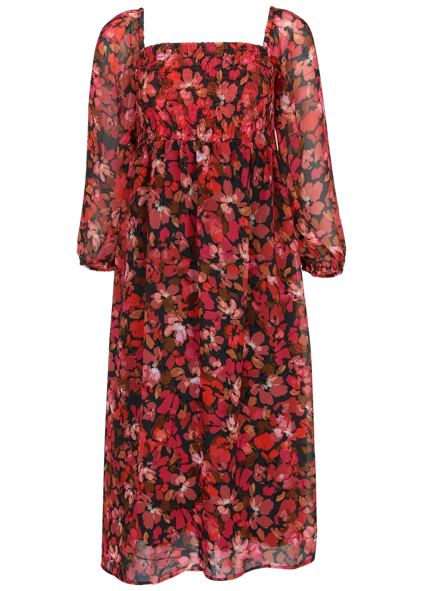 Smocked Midi Dress Autumn Petals