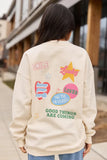 Positive Stickers Cream Graphic Sweatshirt