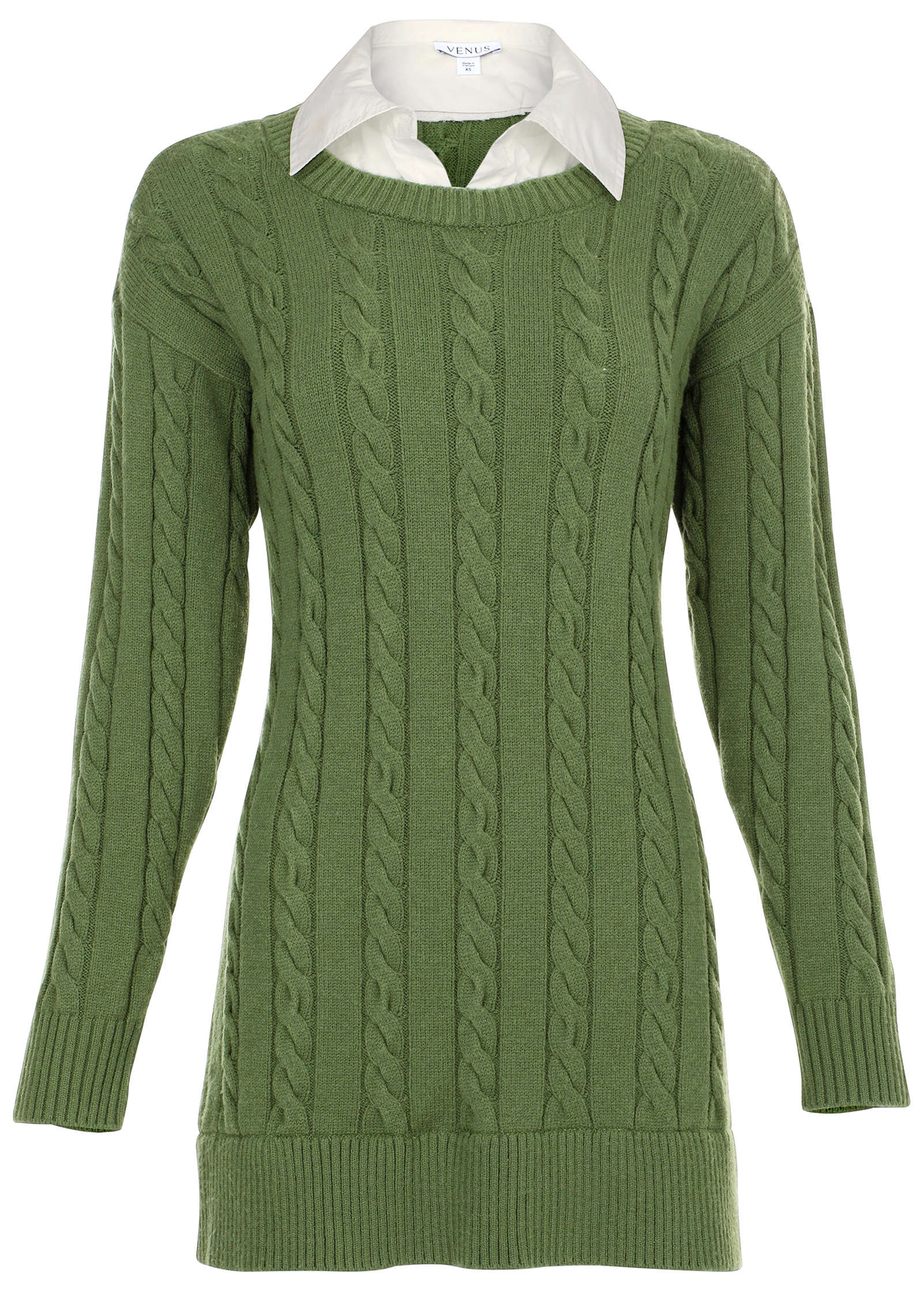 Twofer Sweater Dress Bronze Green