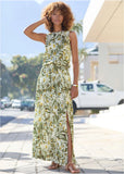 Sleeveless Floral Maxi Dres Green Multi