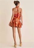 Printed Keyhole Halter Parrot Palm