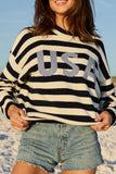 USA Navy And Ivory Striped Sweater