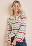 Stripe Pointelle Sweater Grey Multi