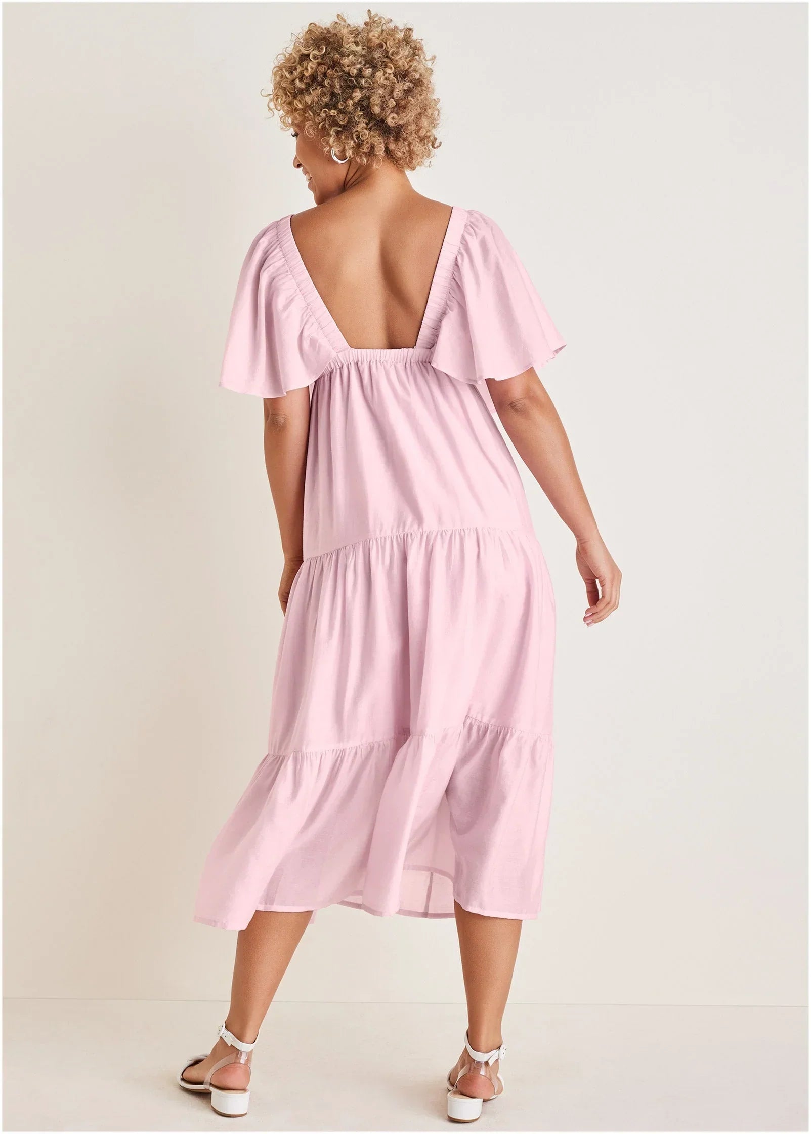 Crinkle Midi Dress Lilac