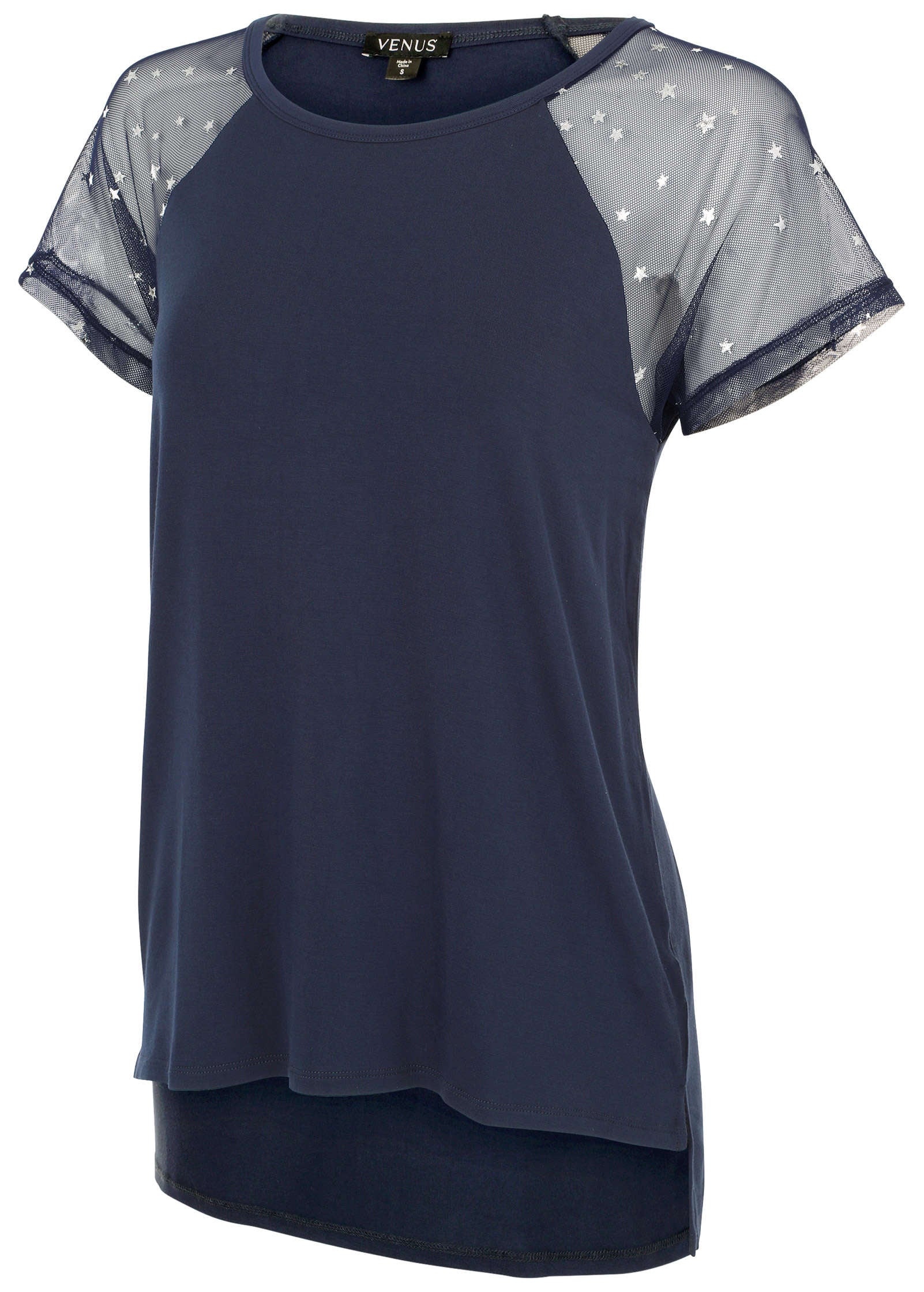 Foil Star Tee Navy Silver