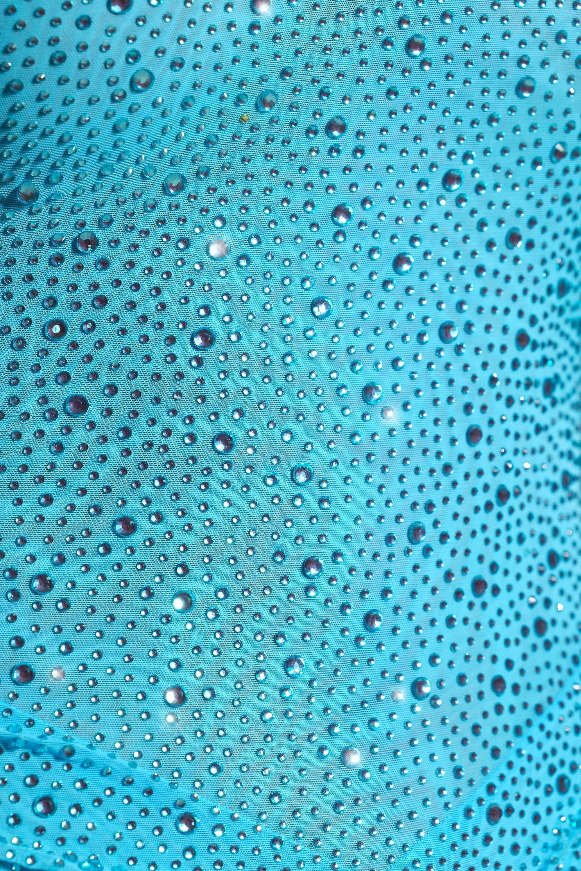 Embellished One Shoulder Mini Dress in Aqua Blue