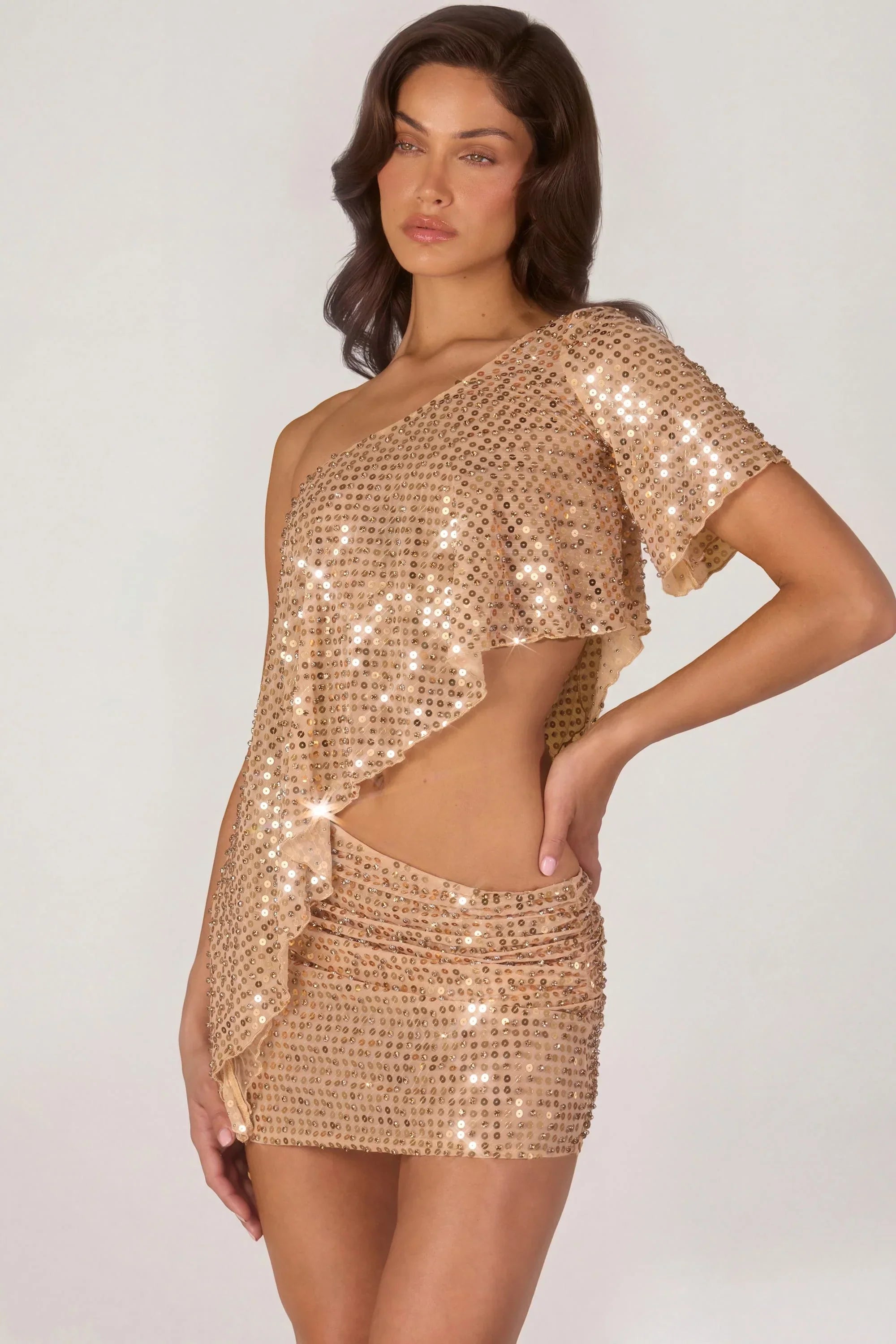 Embellished Micro Mini Skirt in Gold