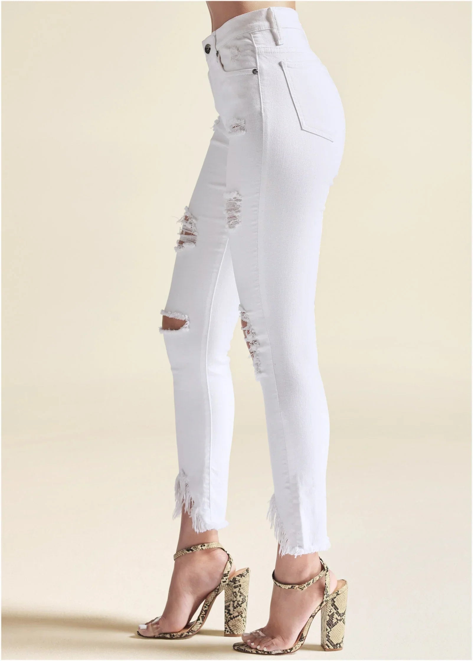 Triangle Hem Jeans White