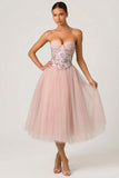 Tulle Corset Midaxi Dress in Dusty Rose