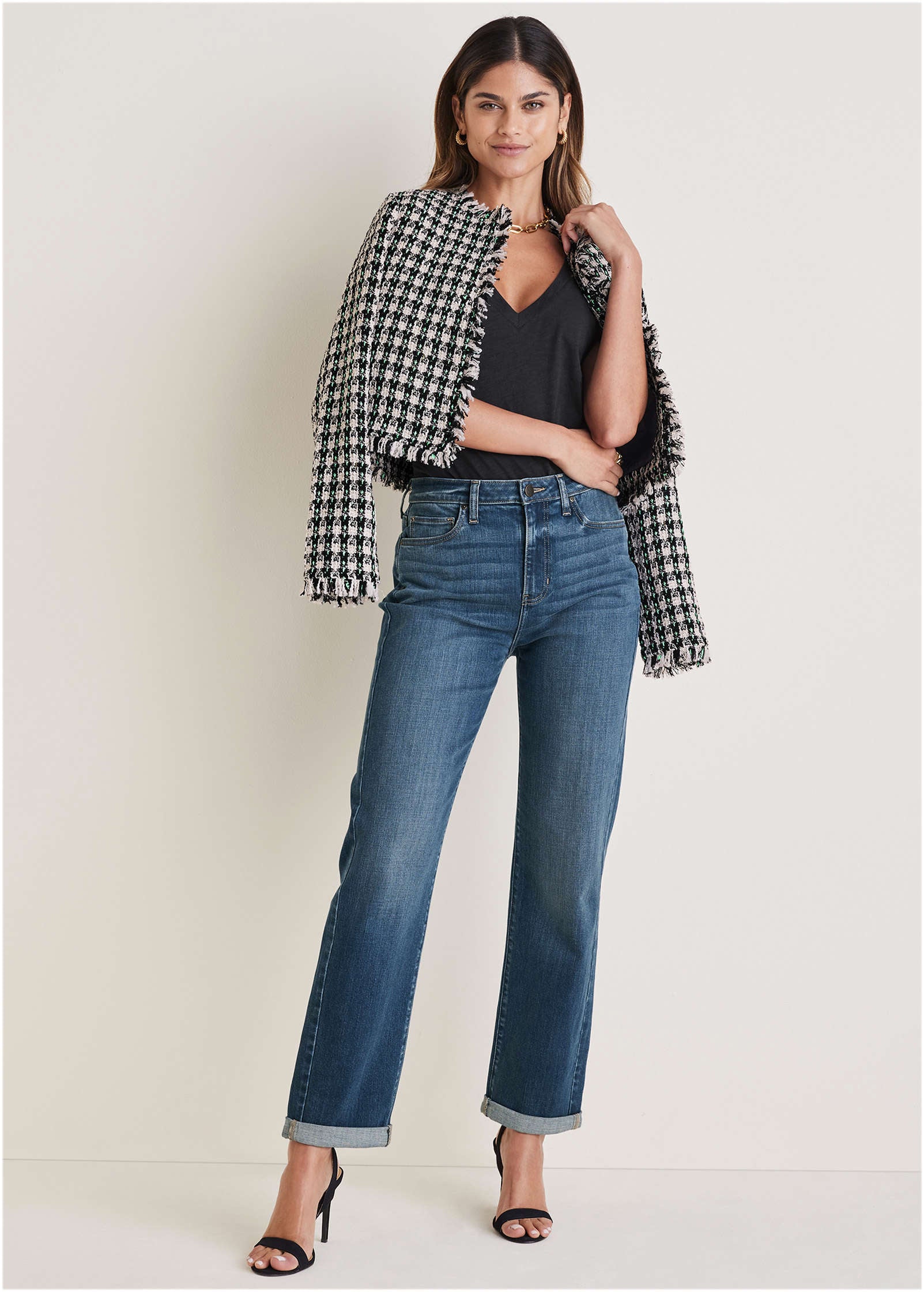Rolled Cuff Relaxed Jeans Medium Wash