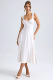 Sweetheart Neck Ruched Midaxi Dress in Ivory
