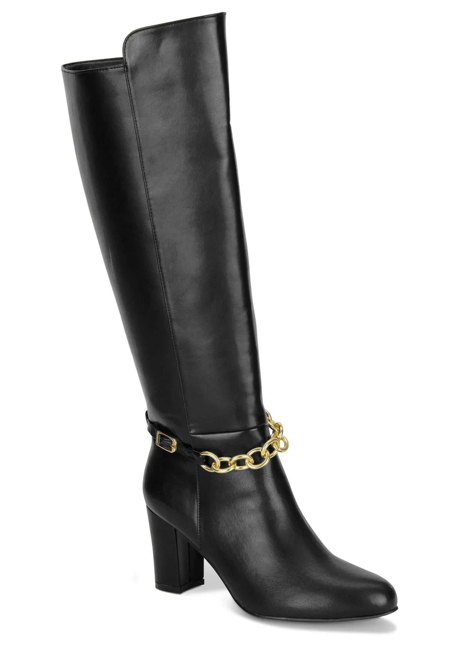 Chain Detail Boots Jet Black