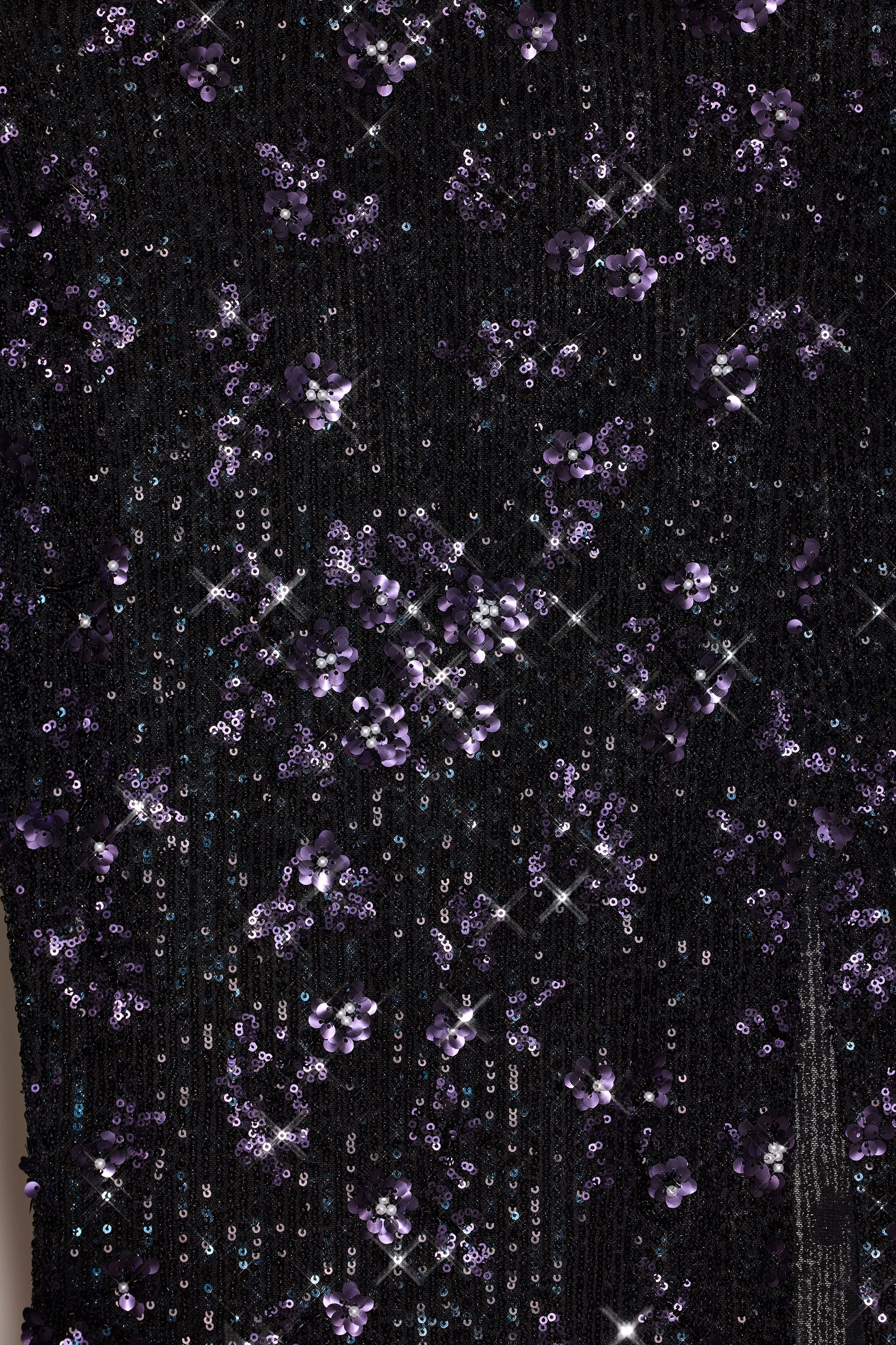 Embellished Mid Rise Thigh Split Maxi Skirt in Black Purple