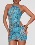 EVANNA MINI DRESS MULTI LEOPARD LEOPARD SWIRL