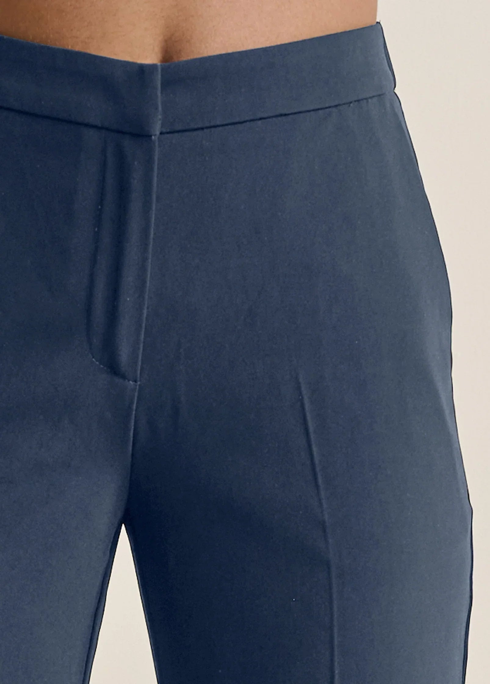 High Rise Straight Trousers Navy