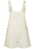 V Back Denim Overalls White Denim