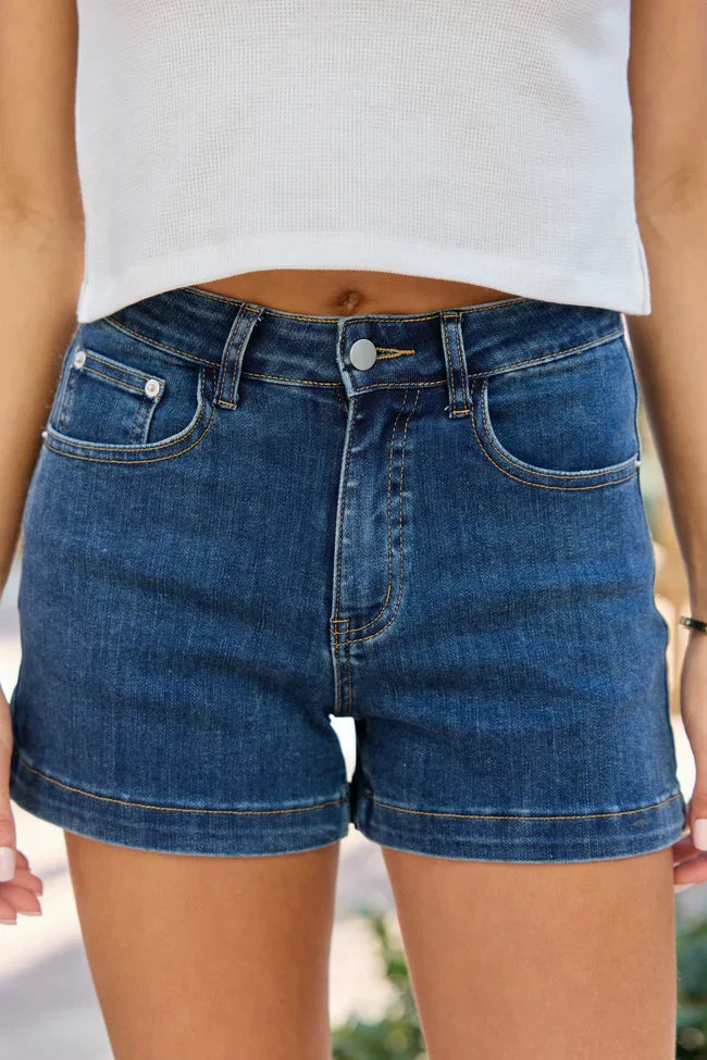 Come As You Are Dark Wash Relaxed Fit Denim Shorts