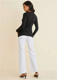 Ribbed Long Sleeve V Neck Black