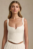 Lace Up Corset Top in Ivory