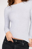 Ribbed Modal Ruched Long Sleeve Top in Grey
