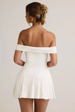 Modal Off Shoulder A Line Mini Dress in White